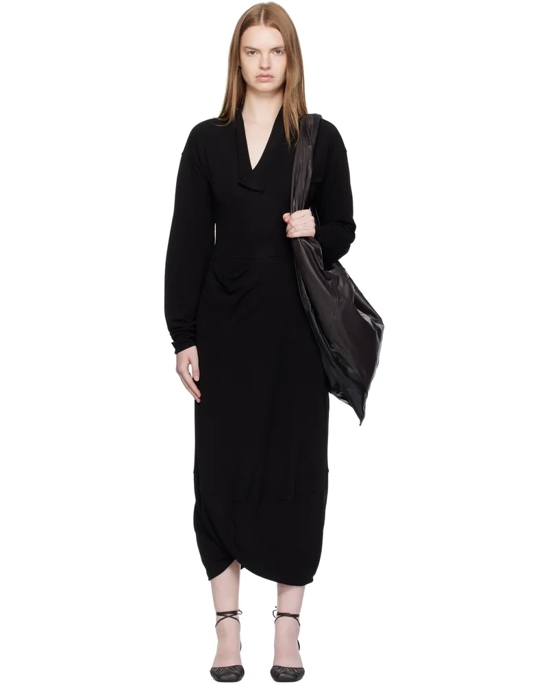 Christophe Lemaire Black V Neck Maxi Dress Bk999
