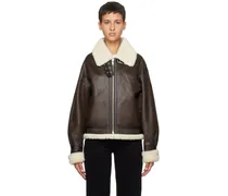 Brown Loose Fit Faux-Shearling Jacket