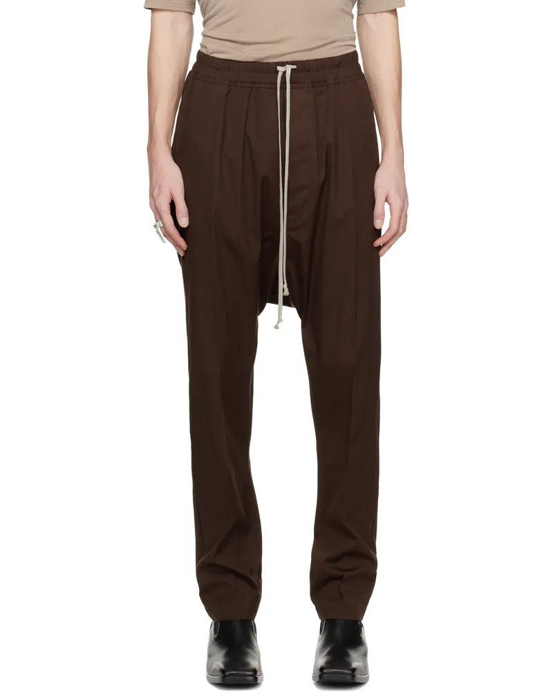 Rick Owens Brown Hollywood Drawstring Long Trousers 14