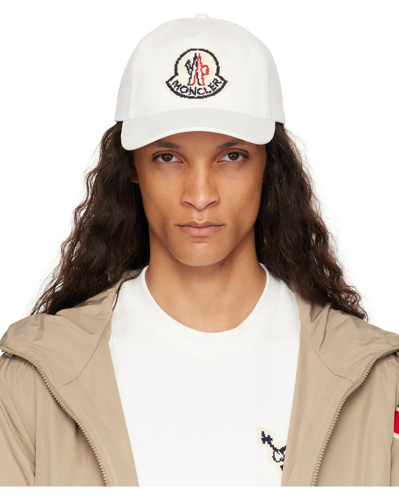 Moncler White Logo Appliqué Cap 034
