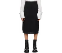Black Creased Midi Skirt