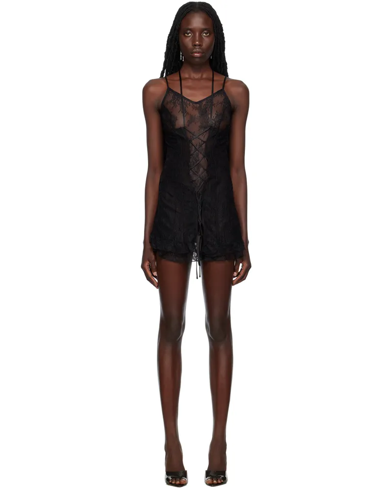 Kim Shui Black Lace-Up Minidress Black