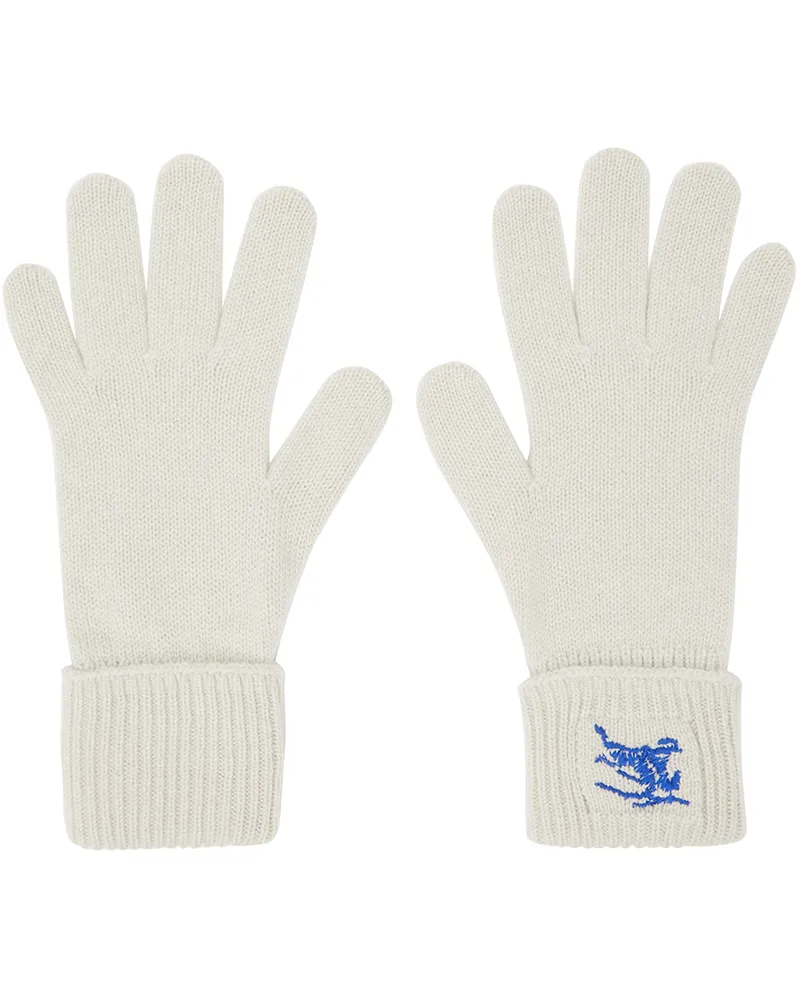 Burberry Off-White Logo-Embroidered Gloves Plaster