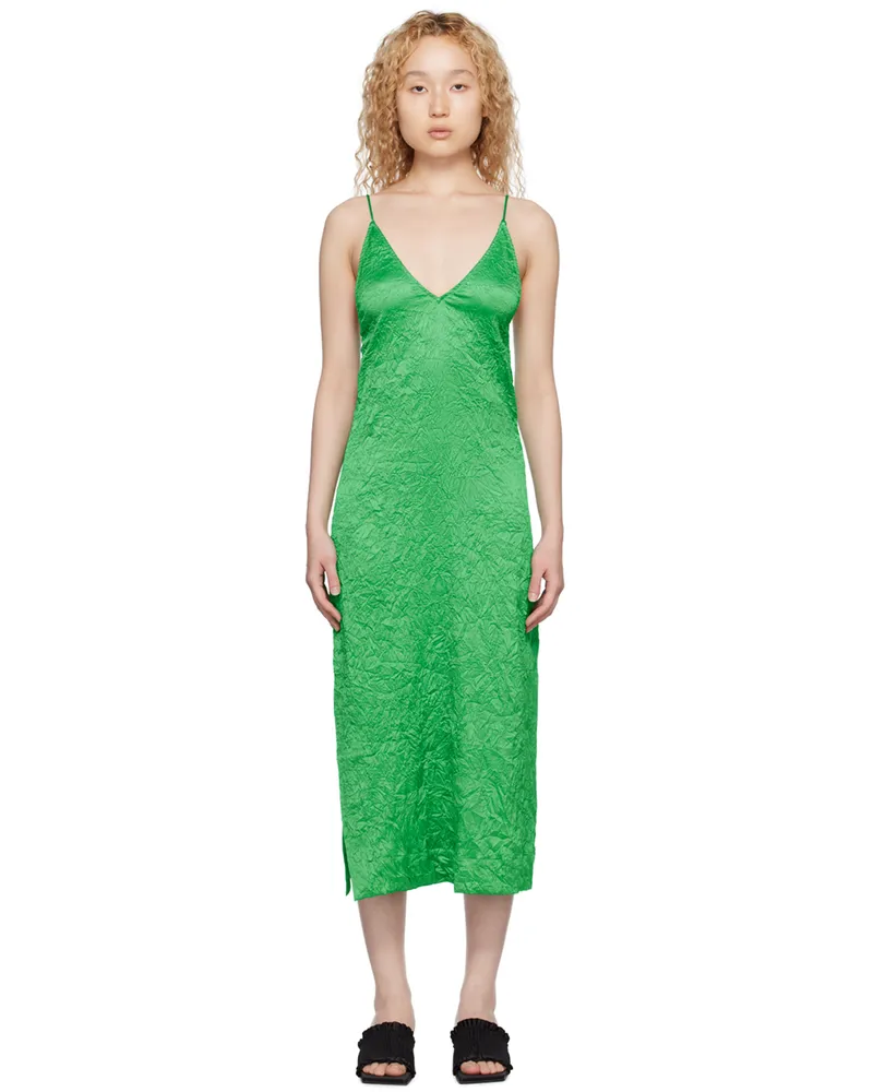 Ganni Green Vented Midi Dress 767