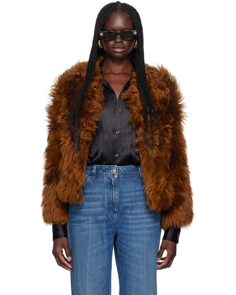Tom Ford Tan Curly Shearling Jacket Kb267