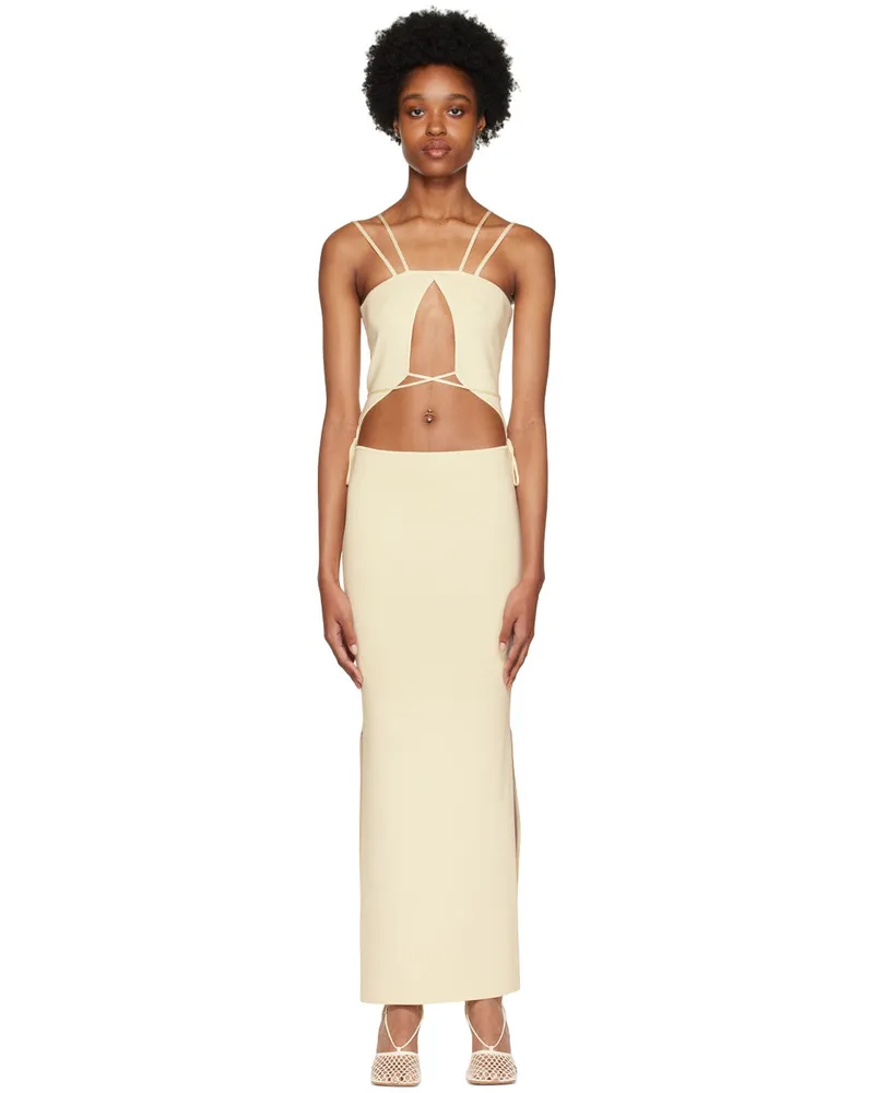 Aya Muse Off-White Cutout Midi Dress Off-white
