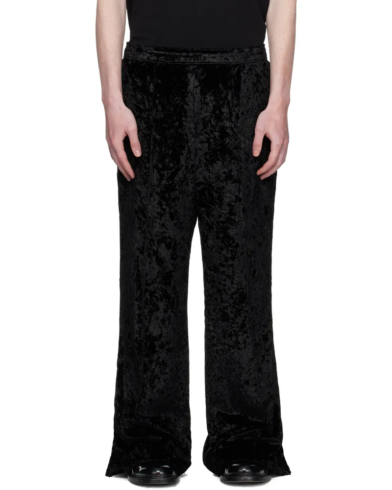 Toga Black Crush Velvet Trousers Black