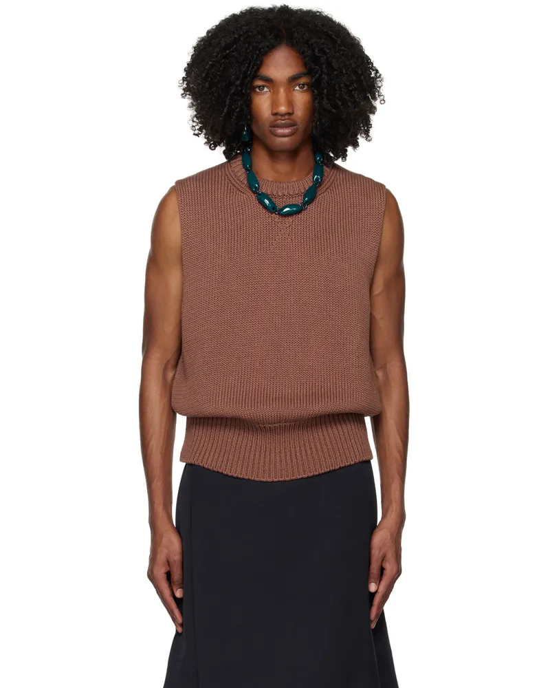 Jil Sander Brown Crewneck Vest 650