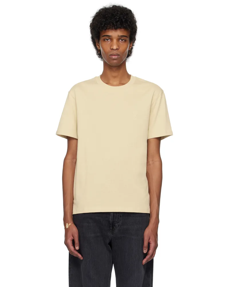 AMI Paris Beige Cotton Ami de Coeur T-shirt 725