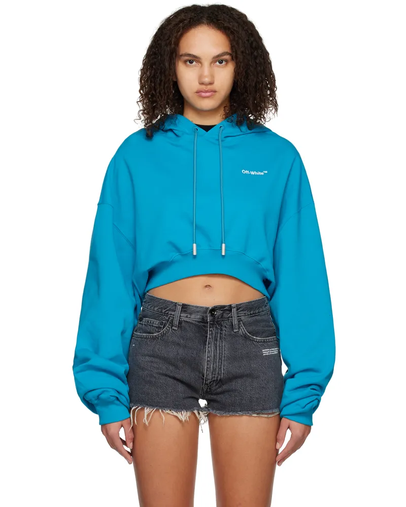 OFF-WHITE Blue For All Helv Hoodie Blue