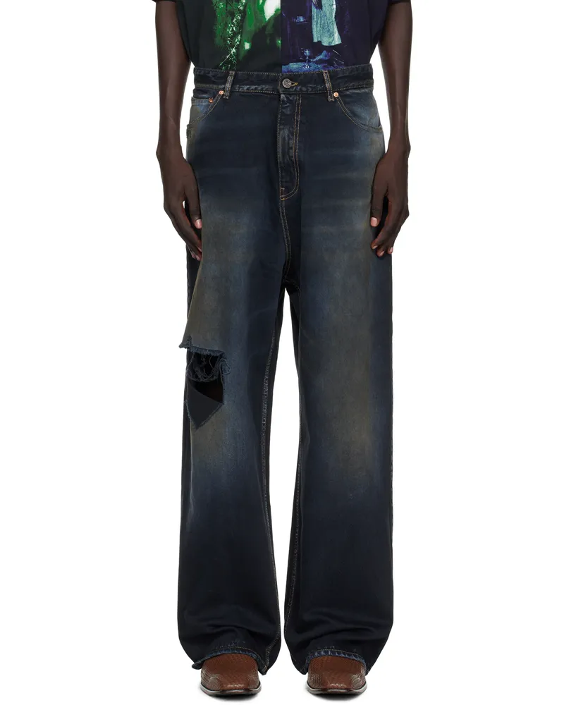 VETEMENTS Black Distressed Baggy Jeans Blackout