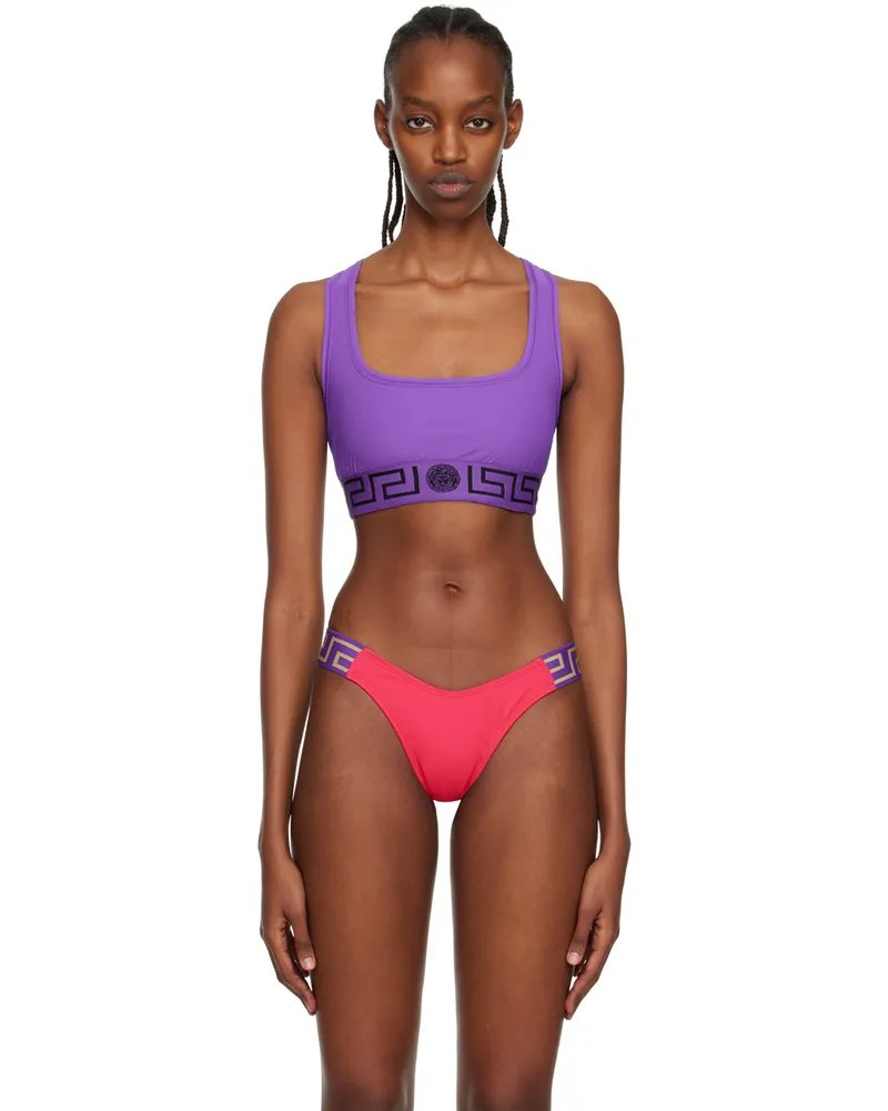 Versace Purple Greca Border Sport Bra 1ld20-dark