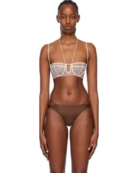 Nensi Dojaka SSENSE Exclusive Beige Triple Petal Bra Stone