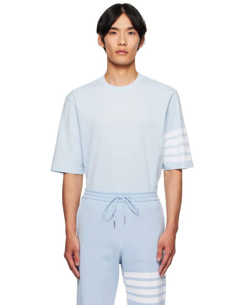 Thom Browne Blue Jersey 4-Bar T-shirt Light