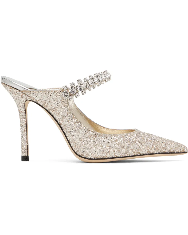 Jimmy Choo Gold Bing 100 Mules Sand