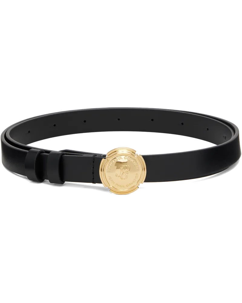 Jean Paul Gaultier Black Champagne Cork Leather Belt 00-black