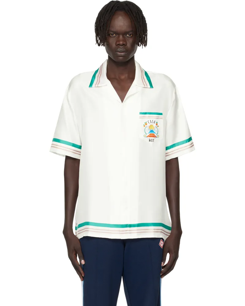 Casablanca Paris White Open Collar Short Sleeve Shirt Casa