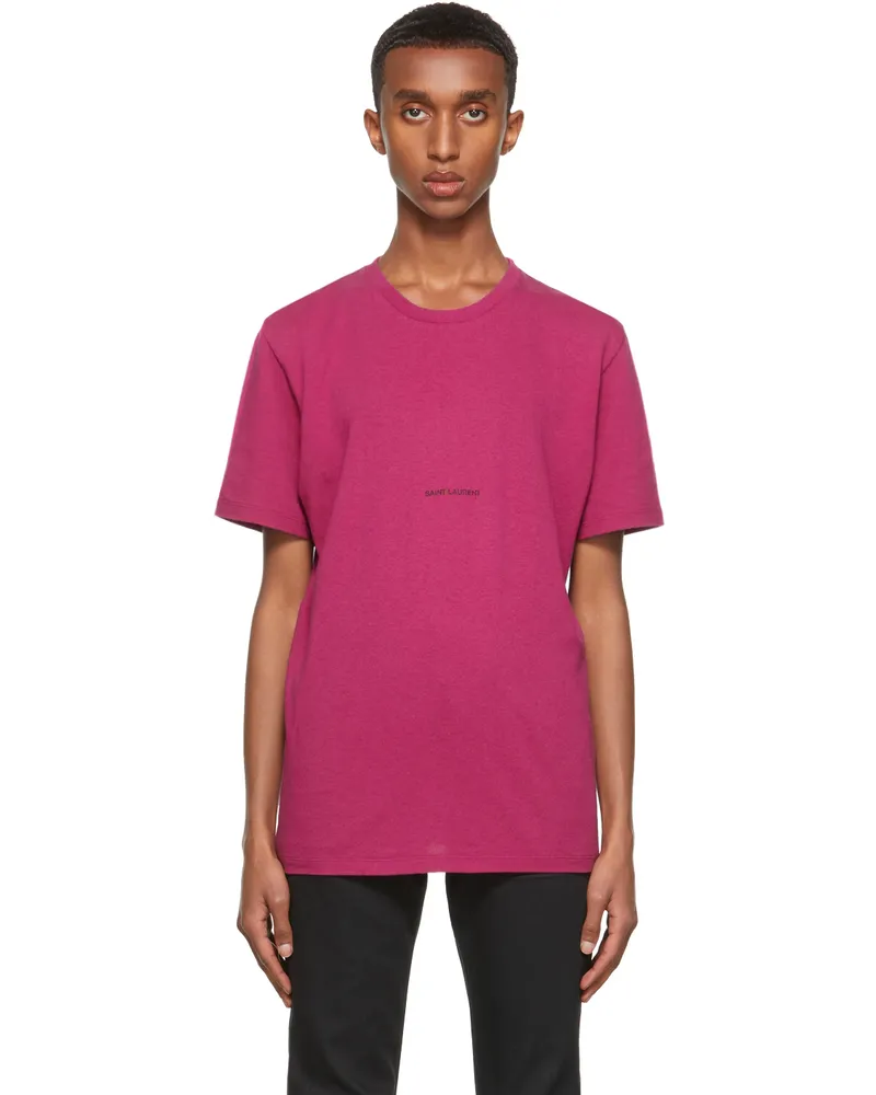 Saint Laurent Pink Rive Gauche Logo T-Shirt Fuchsia