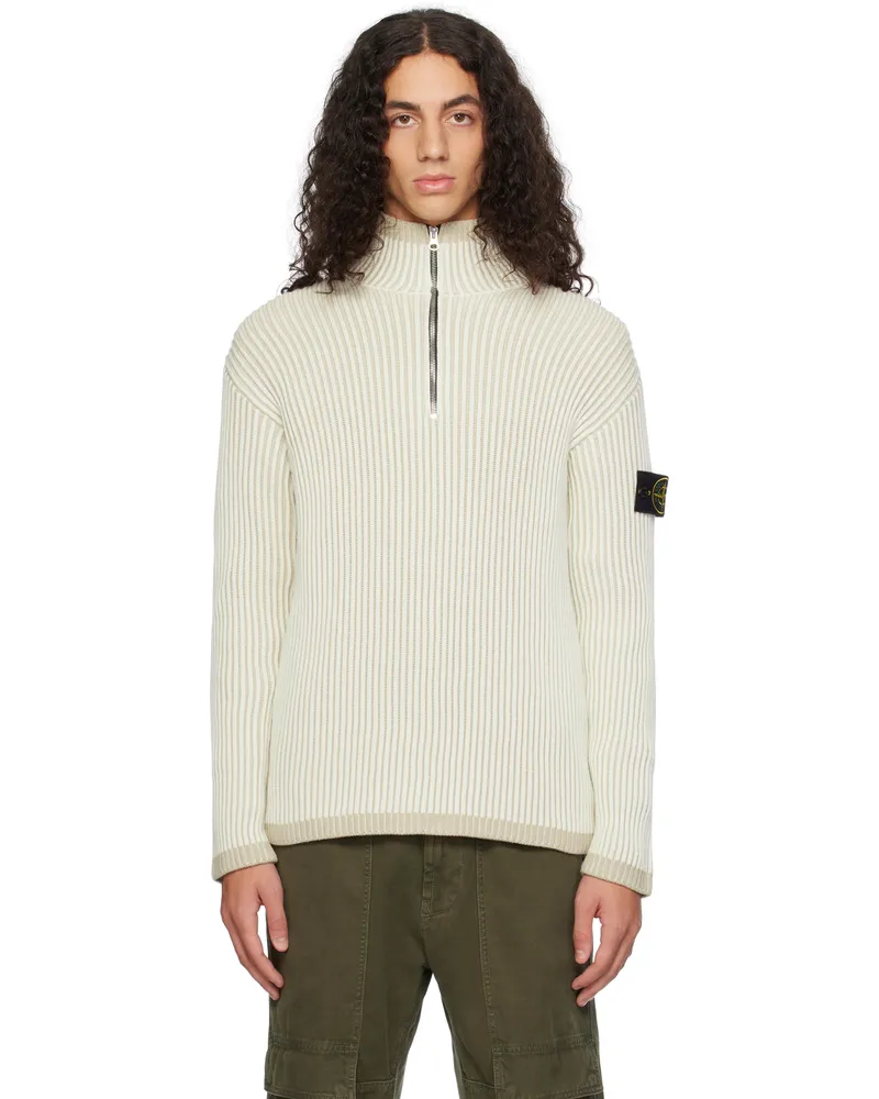 Stone Island Beige 516C1 Vanisé Full Rib RWS Wool Sweater V0099