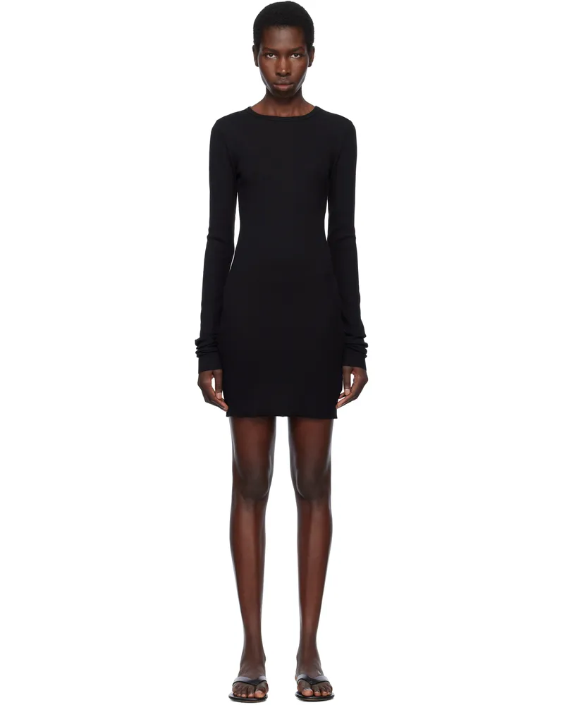 ÉTERNE Black Long Sleeve Crewneck Minidress Black