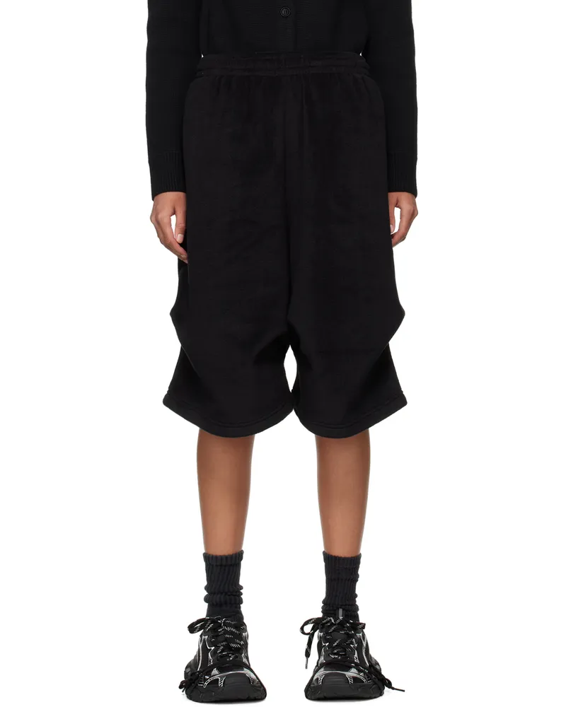 WE 11 DONE Black Tuck Shorts Black
