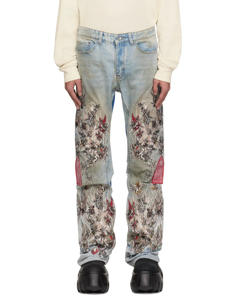 WHO DECIDES WAR Blue Chaos Jeans Multi