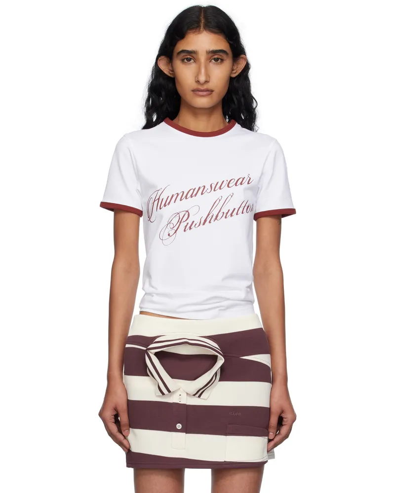 pushBUTTON White Ringer T-shirt Br