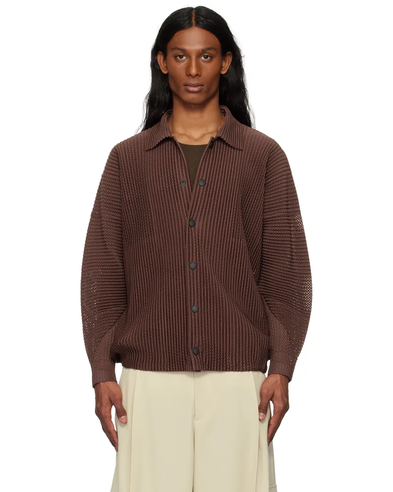 Issey Miyake Brown Outer Mesh Jacket 44-brown
