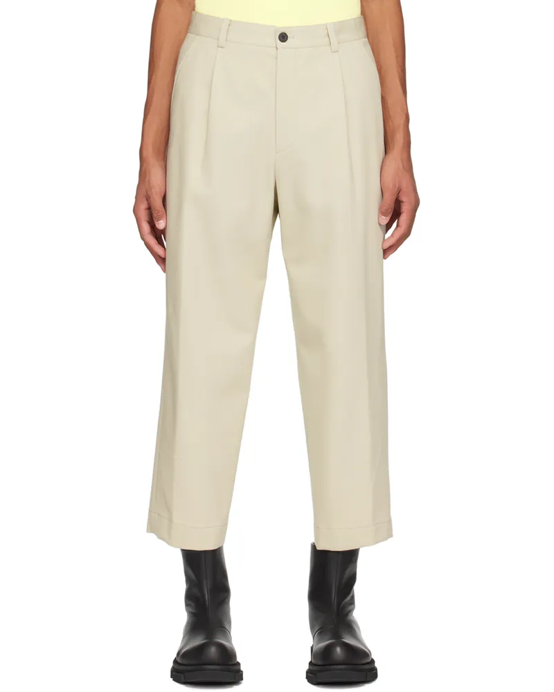 SOLID HOMME Beige Cropped Trousers 707e