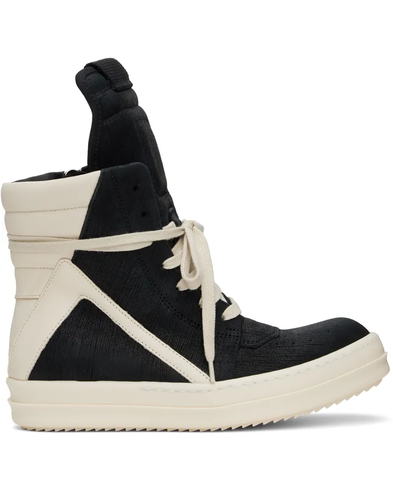 Rick Owens Black & Off-White Hollywood Geobasket Sneakers 911