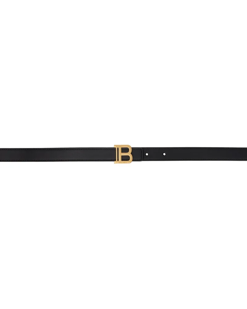 Balmain Black Thin Calfskin B Belt 0pa