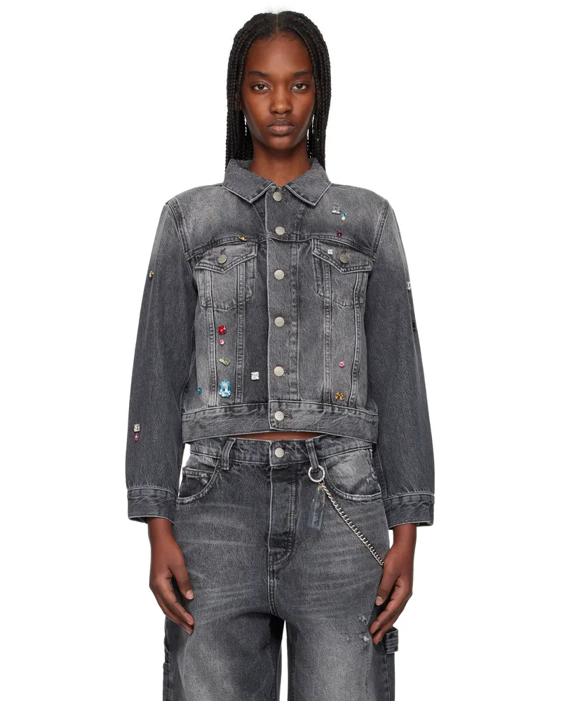 Marc Jacobs Gray Charm Shrunken Trucker Denim Jacket 011