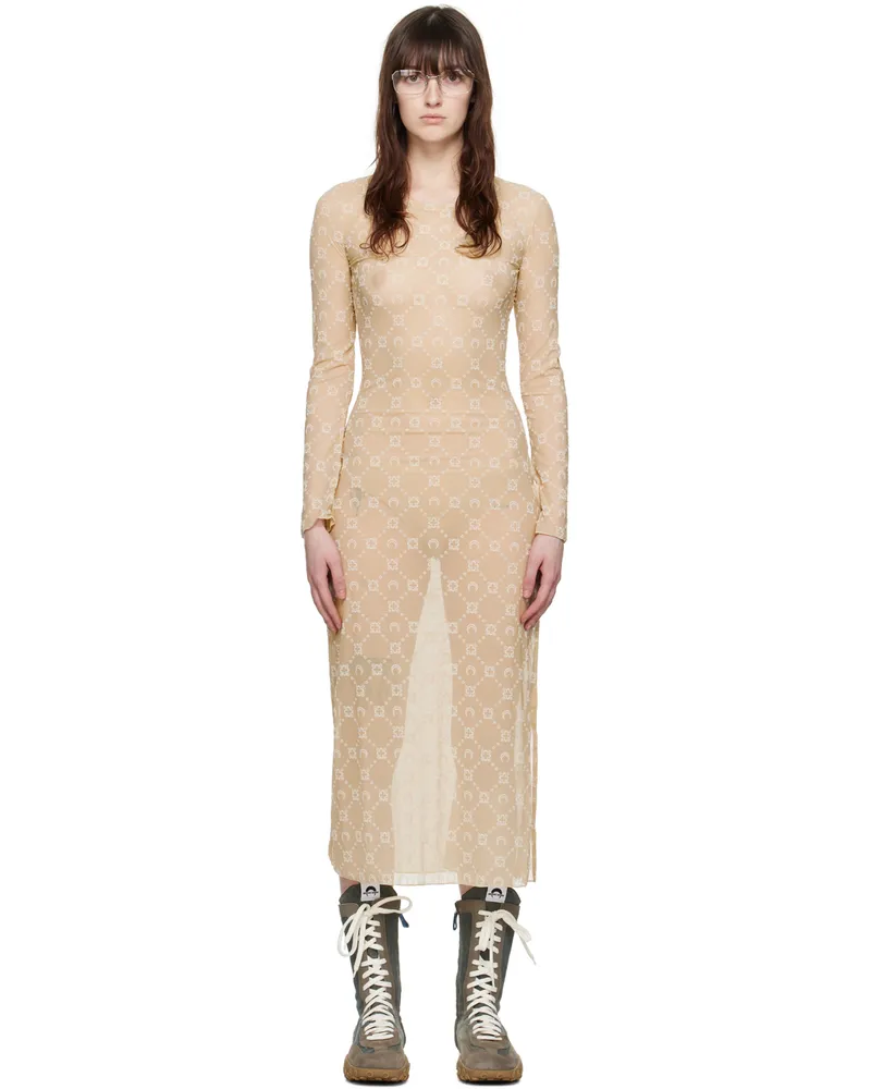Marine Serre Beige Moonogram Midi Dress Bg10