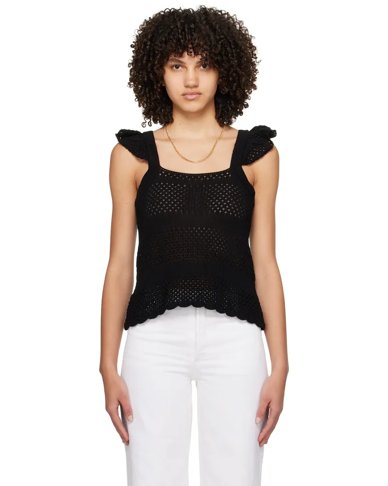 A.P.C. Black Crocheted Tank Top Lzz