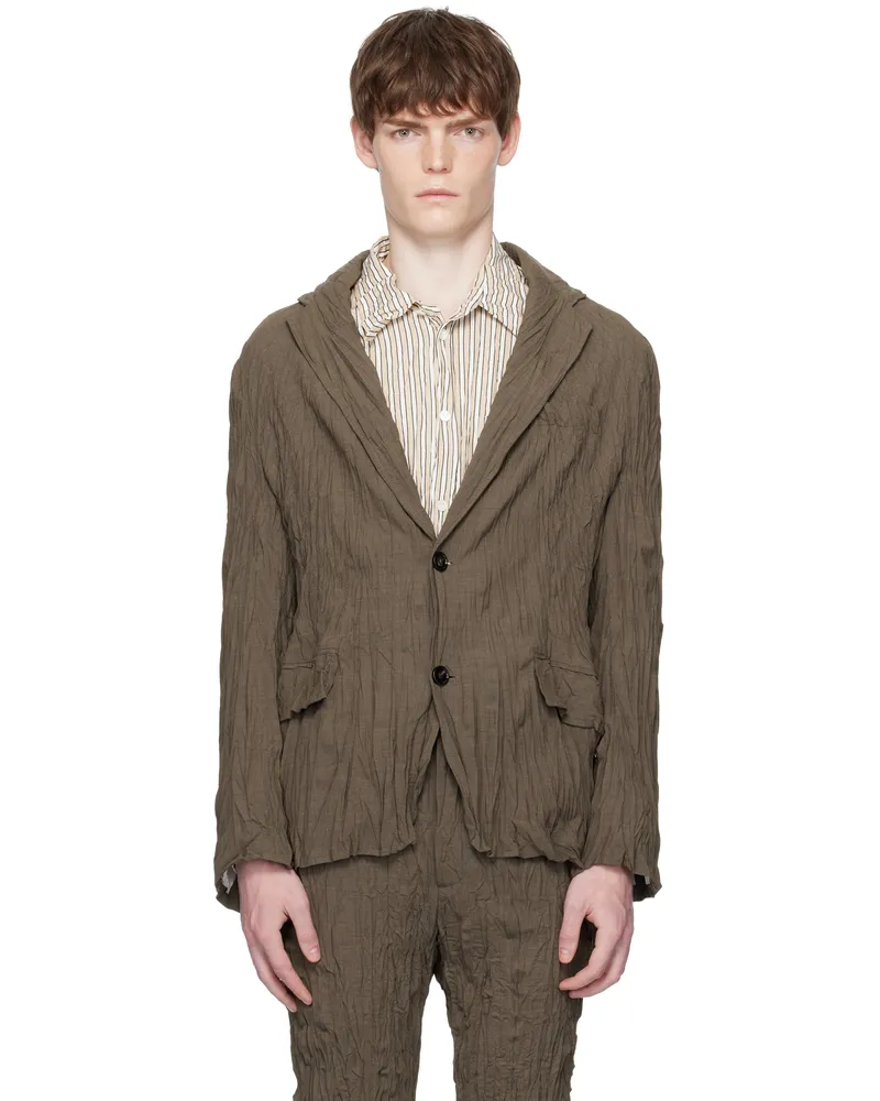 Bottega Veneta Brown Crushed Wool Blazer 2273