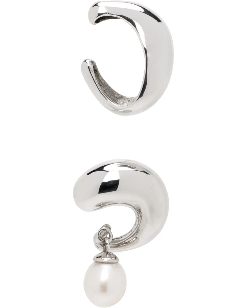 Alan Crocetti Mini Alien Pearl Left Ear Cuff & Earring Set Rhodium