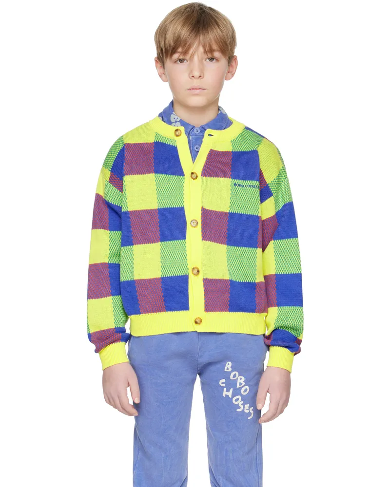 BOBO CHOSES Kids Multicolor Vichy Jacquard Cardigan Multicolor