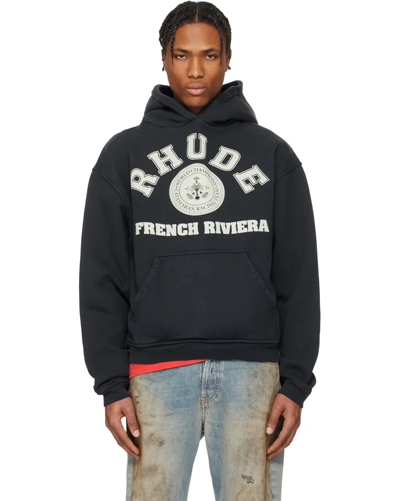 RHUDE Black 'French Riviera' Hoodie Vtg