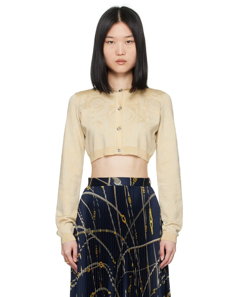 Versace Beige & Gold Barocco Cardigan 1kd70