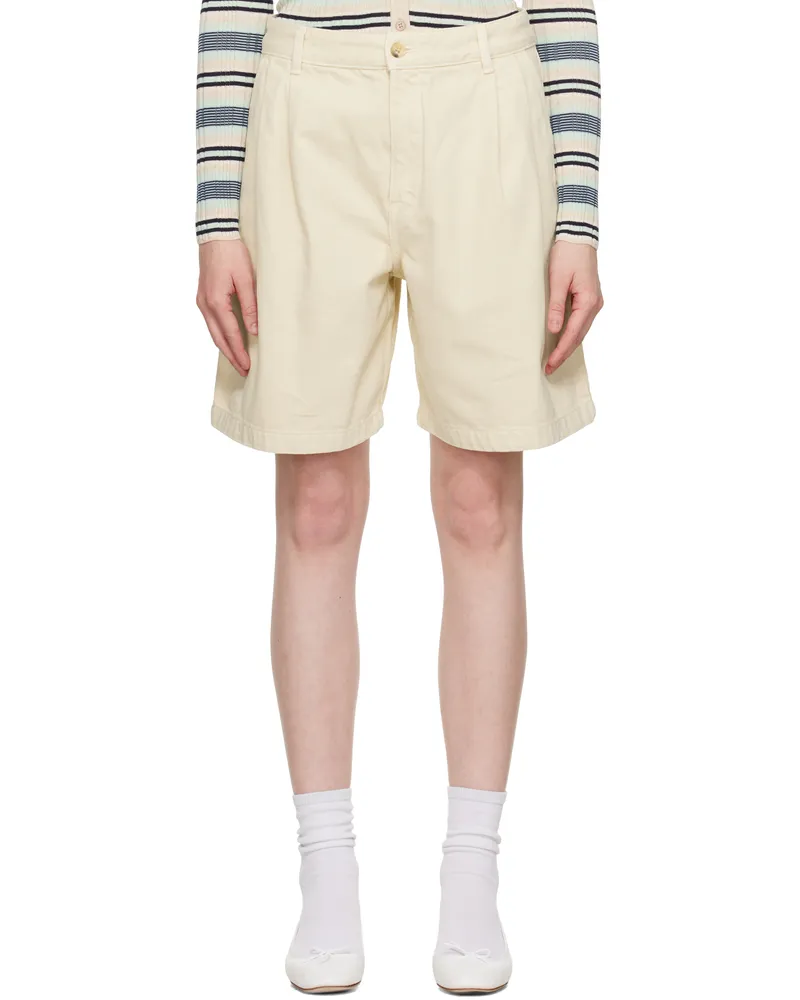 Kitsuné Off-White Casual Pleated Bermuda Denim Shorts P205