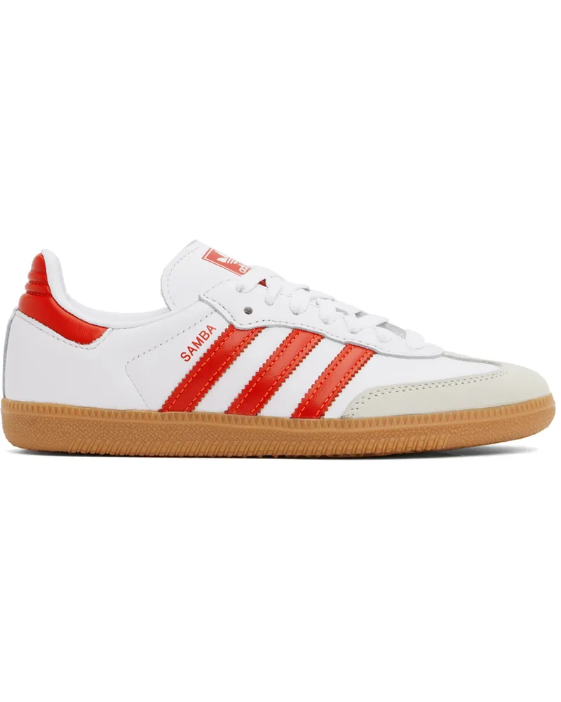 adidas White & Red Samba OG Sneakers Wwht