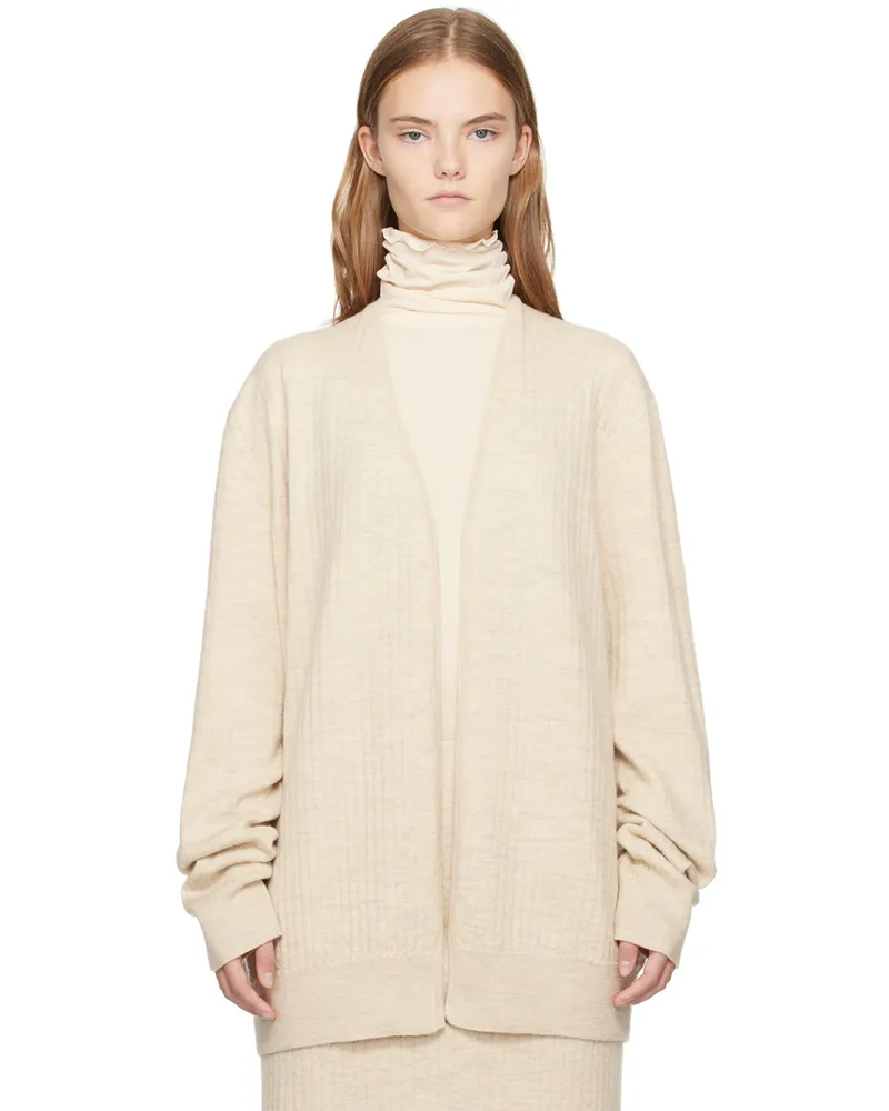Lauren Manoogian Beige Line Quilt Cardigan E01