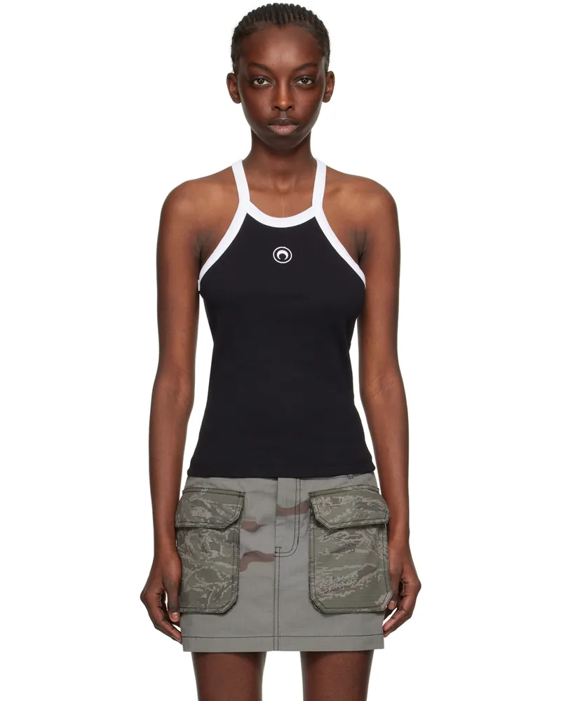 Marine Serre Black Racer Back Tank Top Bk99