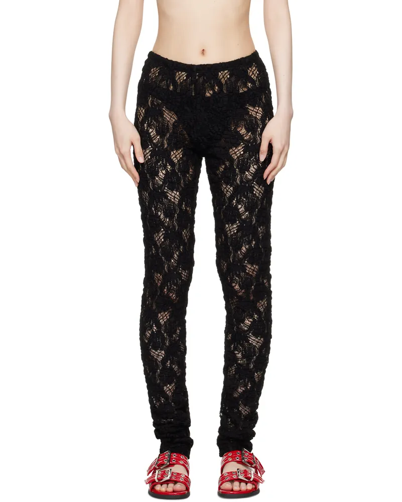 MSGM Black Semi-Sheer Leggings 99