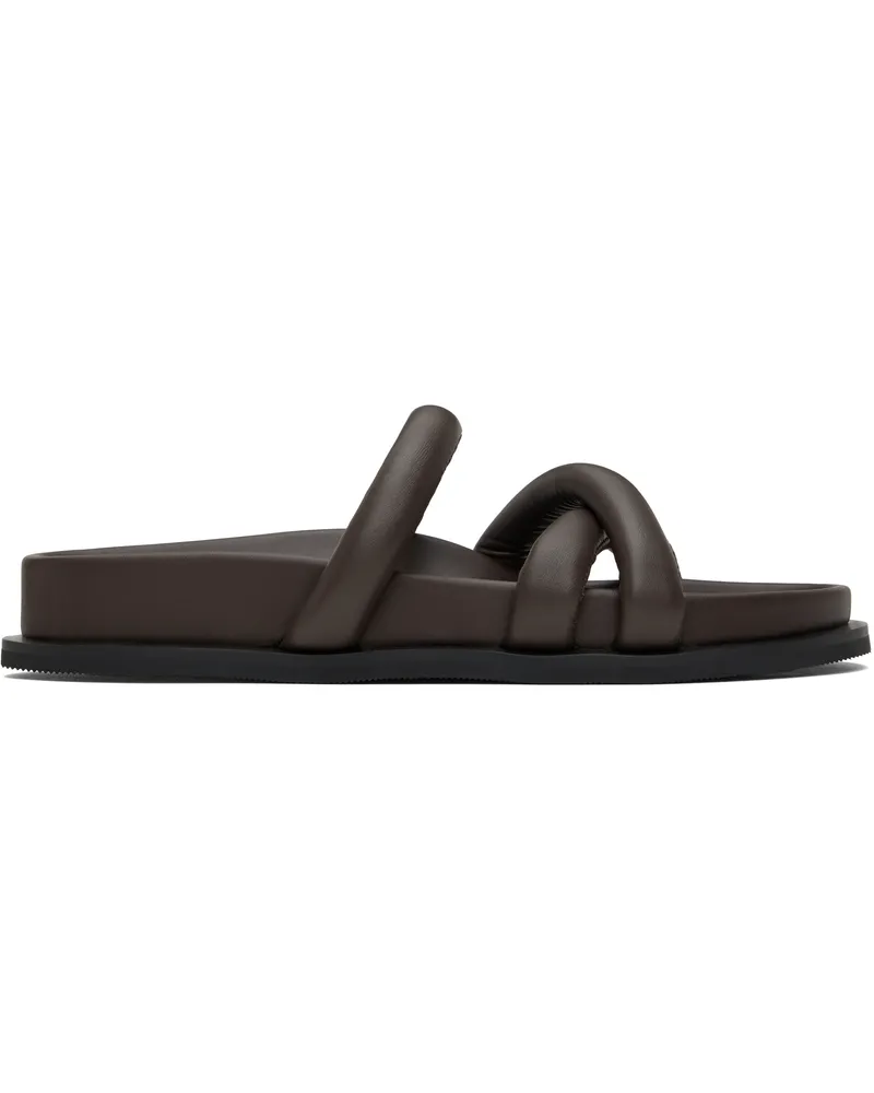 St. Agni Brown Soft Cross Strap Slippers Chocolate