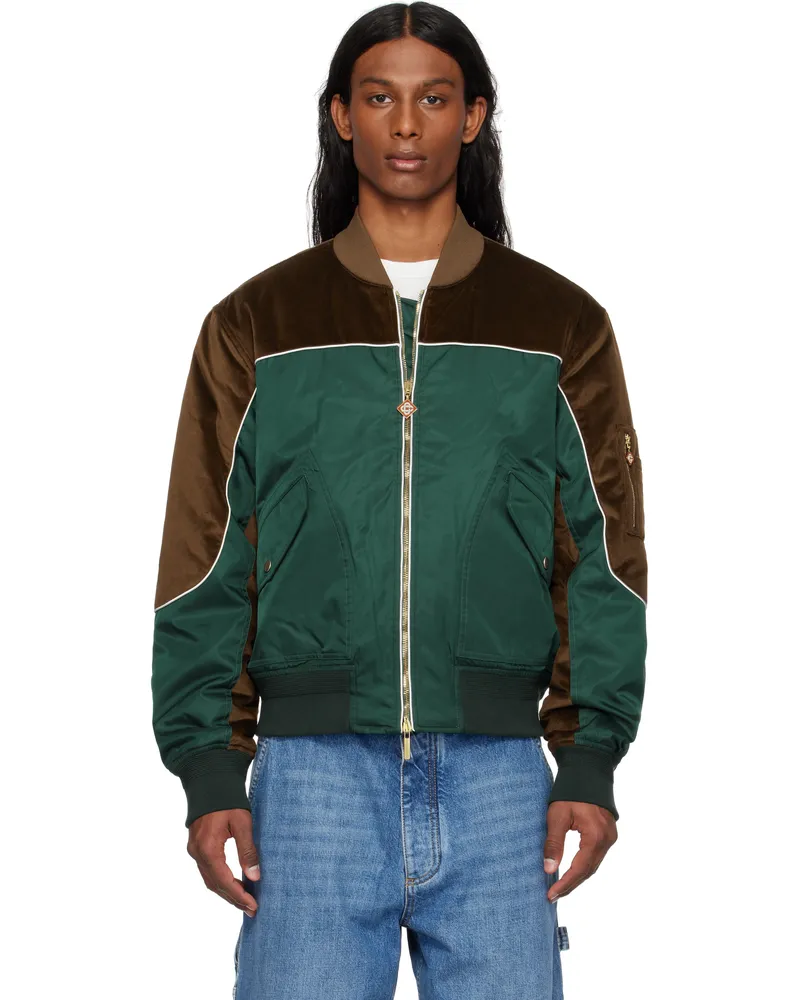 Casablanca Paris Green & Brown Carseat Bomber Jacket Green