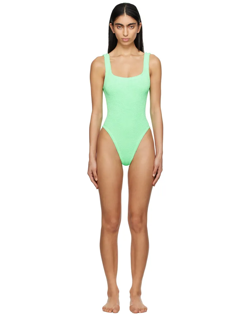 Hunza G Green Square Neck Swimsuit Lime