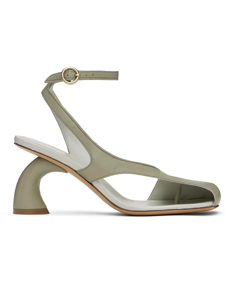 Dries van Noten Green Asymmetrical Heeled Sandals 601