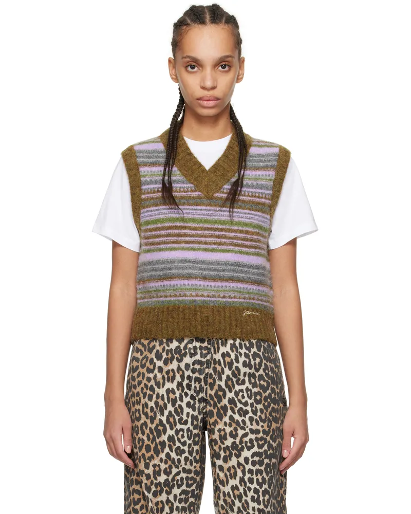 Ganni Multicolor Soft Wool Stripe Vest 838
