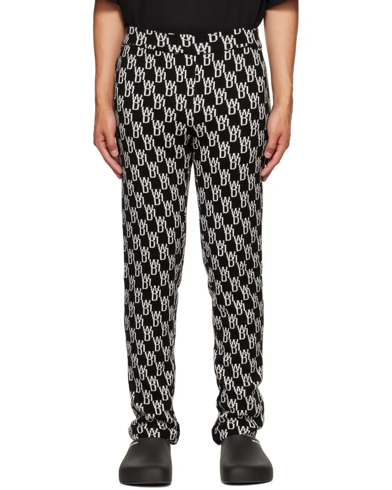 WE 11 DONE Black Jacquard Lounge Pants Black